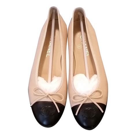 chanel beige and black ballet flats|chanel beige black ballerina flats.